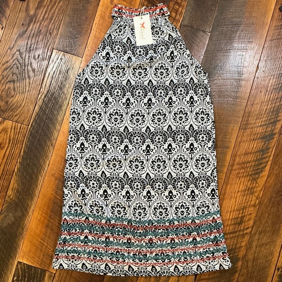 THML Sleeveless Embroidered Tunic Dress Black White Red Small - Picture 3 of 9